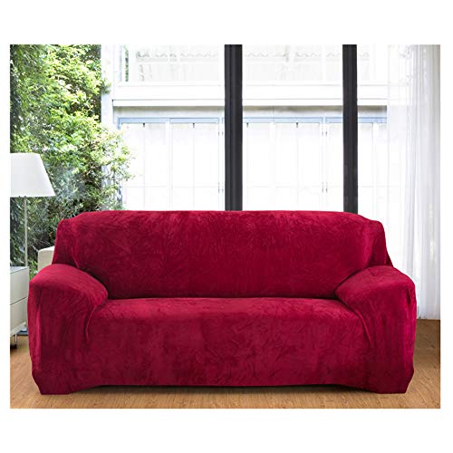 Dehnbarer, silbergrauer Pannesamt-Sofabezug, waschbarer Plüsch-Schonbezug für 3-Sitzer-Sofa (190 x 230 cm), elastischer, dicker Schutz, einfache Passform für Möbel von Generisch