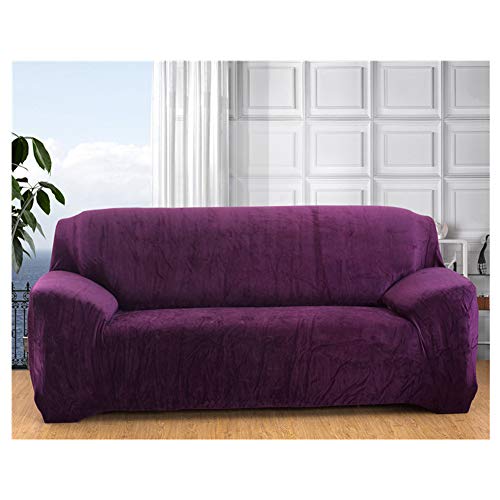 Dehnbarer Sofabezug aus Pannesamt für 3-Sitzer-Couch | elastischer Plüsch-Schonbezug | waschbarer Möbelschutz | einfache Passform und einfarbiges Design (190–230 cm) von Generisch
