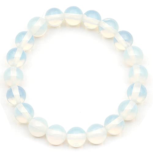 Dehnbares Armband aus natürlichen Opalit-Perlen, echter weißer Kristall, Krebs-Edelstein, elastisch, 8 mm Perlen, Modeschmuck, Heilchakra, langlebig von Generisch