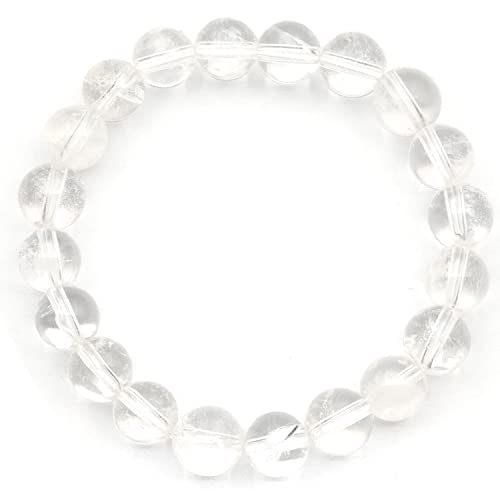 Dehnbares Armband mit natürlichen klaren Quarz-Perlen, echter transparenter Kristall, Widder-Edelstein, elastisch, 8 mm Perlen, Modeschmuck, heilend, langlebig von Generisch