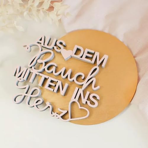 Deko Holzschriftzug | Aus dem Bauch mitten ins Herz | Altrosa | Deko Wohnzimmer, Deko Schlafzimmer, Geschenke für Frauen - aus MDF von Generisch