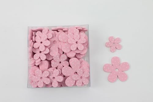 Dekorative Holzblüten mit Punkten, Rosa, 60 Stück, 5,5 cm & 3,5 cm, Streudeko Dekorative Holzblüten mit Punkten, Rosa, 60 Stück, 5,5 cm & 3,5 cm, Streudeko von Generisch