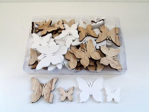 Dekorative Schmetterlinge aus Holz, 60 Stück, Natur und Weiß, 2 Größen, Streudeko Dekorative Schmetterlinge aus Holz, 60 Stück, Natur und Weiß, 2 Größen, Streudeko von Generisch