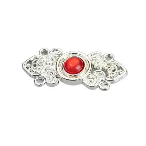 Dekorative Schnallen, 10 Stück chinesischer Stil, Bekleidungszubehör, Zinklegierung, Nähschnallen, Hosen, elegante Metallknöpfe, Jeans (rot), 10 Stück von Generisch