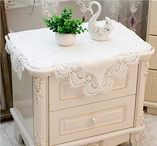 Dekorative quadratische Tischdecke, Nachttischdecke und Staubschutz, eleganter Schonbezug für Hochzeit, Party und Zuhause, Wohnzimmer (Weiß, 5 Größe) von Generisch
