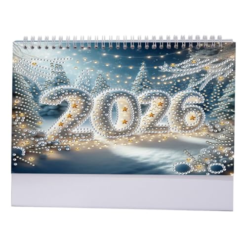 Diamantmalerei Papierkalender 2026,Diamond Art Painting Tischkalender,Weihnachten Schreibtisch Kalender,Monats Flip Tischkalender für DIY Bastelarbeiten Partygeschenk,Christmas (EE) von Generisch