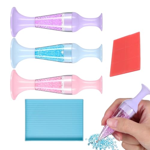 Diamond Art Pen Kit | Diamond Art Painting Pens | 3 Stück nachfüllbarer Diamantkunst-Malstift | Automatischer Diamantkunst-Perlenspender, Stift, mit Edelsteinablage und Kleberton Diamond Art Pen Kit | Diamond Art Painting Pens | 3 Stück nachfüllbarer Diamantkunst-Malstift | Automatischer Diamantkunst-Perlenspender, Stift, mit Edelsteinablage und Kleberton von Generisch