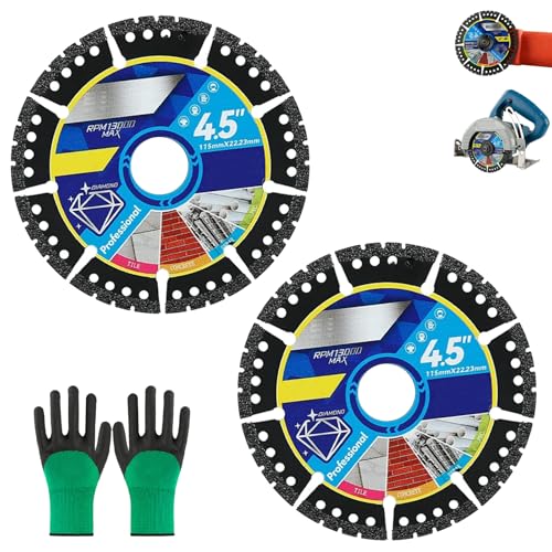 Diamond Multi-Purpose Saw Blades, 4.5 Inch Heavy Duty Angle Grinder Discs, Durable Compound Saw Blade, Versatile Cutting Disc for Marble, Quartz, Stone, Tile, Metal, Plastic (2PC) von Generisch