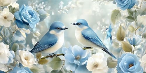 Diamond Painting Erwachsene, DIY 5D Blauer Vogel Diamant Painting Bilder für Kinder Anfänger, Diamant Malerei Set Eckige Steine Voll Diamant Kunst Kits Cross Stickerei für Wand Dekor 80x160cm, P473 von Generisch