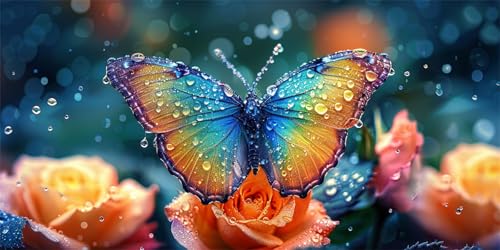 Diamond Painting Erwachsene, DIY 5D Bunter Schmetterling Diamant Painting Bilder für Anfänger, Diamant Malerei Set Runde Steine Voll Diamant Kunst Kits Cross Stickerei für Wand Dekor 40x80cm, P136 von Generisch