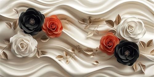 Diamond Painting Erwachsene, DIY 5D Schwarze Blumen Diamant Painting Bilder für Kinder Anfänger, Diamant Malerei Set Runde Steine Voll Diamant Kunst Kits Cross Stickerei für Wand Dekor 50x100cm, P422 Diamond Painting Erwachsene, DIY 5D Schwarze Blumen Diamant Painting Bilder für Kinder Anfänger, Diamant Malerei Set Runde Steine Voll Diamant Kunst Kits Cross Stickerei für Wand Dekor 50x100cm, P422 von Generisch
