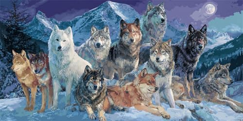 Diamond Painting Erwachsene, DIY 5D Weißer Wolf Diamant Painting Bilder für Kinder Anfänger, Diamant Malerei Set Eckige Steine Voll Diamant Kunst Kits Cross Stickerei für Wand Dekor 90x180cm, P2906 von Generisch