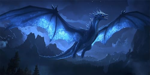 Diamond Painting Erwachsene, Diamant Painting Bilder Groß Schwarzer Drache 100x200cm, 5D Runde Steine Vollbohrer Diamant Malerei Set, DIY Mosaikherstellung Stickerei Kreuzstich für Wand Dekor, P7693 von Generisch
