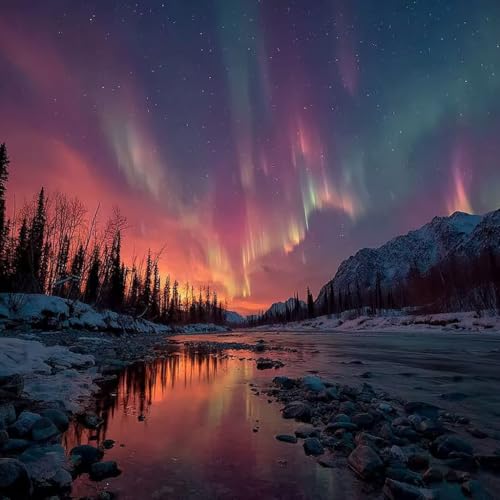 Diamond Painting Erwachsene Aurora Diamond Painting Kinder Fluss, DIY 5D Bastelset Erwachsene Full Drill Eckige Stickerei Kreuzstich Anfänger Malerei für Home Wall Decor, Geschenk 30x30cm E-5B75 von Generisch