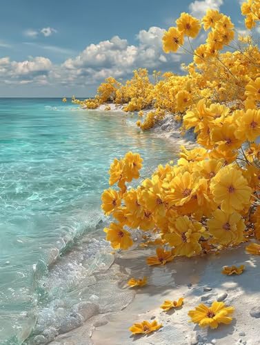 Diamond Painting Erwachsene Blume Diamond Painting Kinder Sea, DIY 5D Full Runde Drill Basteln Erwachsene Stickerei Kreuzstich Daiments Malerei für Zimmer Deko Wohnzimmer, Geschenke 70x100cm 1-1636 von Generisch