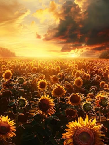 Diamond Painting Erwachsene Blume Diamond Painting Kinder Sonnenuntergang, DIY 5D Full Runde Drill Basteln Erwachsene SKreuzstich Daiments Malerei für Zimmer Deko Wohnzimmer, Geschenke 50x80cm B-NF91 von Generisch