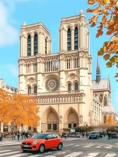 Diamond Painting Erwachsene Diamant Painting Bilde Notre Dame De Paris 5D Diamond-Painting Basteln Set Kinder Diy Full Drill Mosaikherstellung für Living Room Office Square Drill 50x70cm D0132 von Generisch
