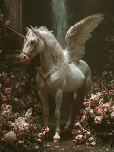 Diamond Painting Erwachsene Einhorn Diamond Painting Kinder Blume, 5D Full Runde Drill Basteln Erwachsene Easy DIY SKreuzstich Daiments Malerei für Zimmer Deko Wohnzimmer, Geschenke 30x40cm F-1132 von Generisch