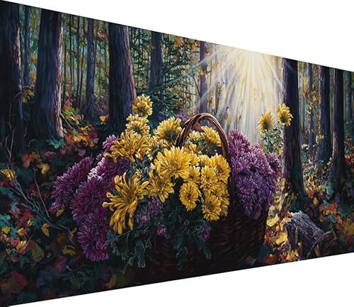Diamond Painting Erwachsene Groß XXL Blume, 5D Diamond Painting Anlage, DIY Voller (Runde) Diamant Anfänger Basteln Set, Stickerei Kreuzstich Malerei für Zimmer Deko Art, Geschsenk 50x100cm I-8F66 von Generisch