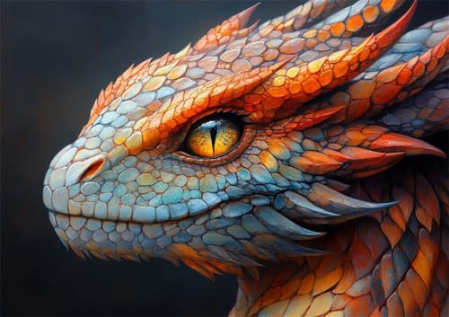 Diamond Painting Erwachsene Groß XXL Bunter Drache, 5D Diamant Painting Set, DIY Diamant Malerei Runde Vollbohrer Kunst Crystal Stickerei Kreuzstich für Anfänger, für Home Wand Decor 80x120cm, J2440 von Generisch