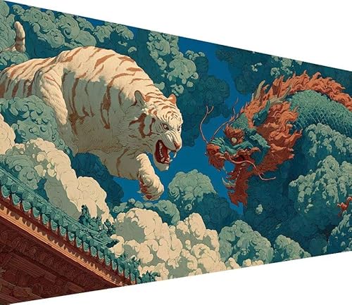 Diamond Painting Erwachsene Groß XXL Drachen, 5D Diamond Painting Tiger, DIY Voller (Runde) Diamant Anfänger Basteln Set, Stickerei Kreuzstich Malerei für Zimmer Deko Art, Geschsenk 40x80cm L-IL45 von Generisch