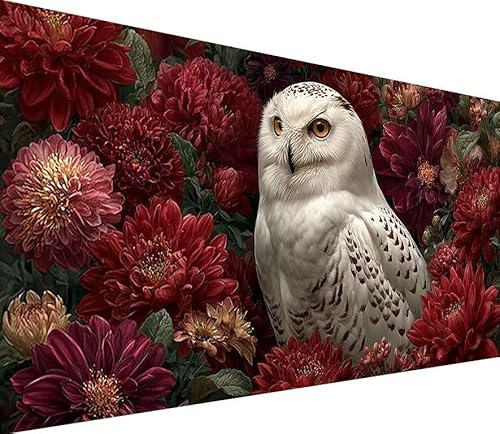 Diamond Painting Erwachsene Groß XXL Eule, 5D Diamond Painting Blume, DIY Voller (Runde) Diamant Anfänger Basteln Set, Stickerei Kreuzstich Malerei für Zimmer Deko Art, Geschsenk 50x100cm C-7534 von Generisch