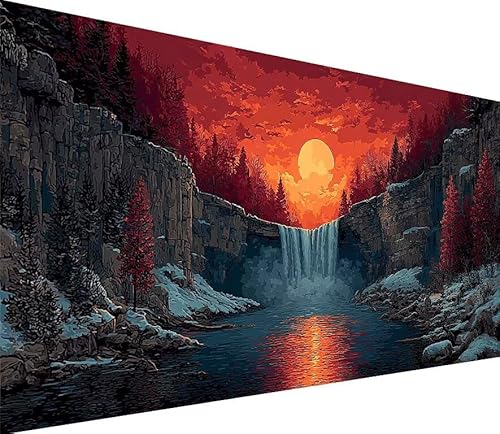 Diamond Painting Erwachsene Groß XXL Fallen, 5D Diamond Painting Sonnenuntergang, DIY Voller (Runde) Diamant Anfänger Basteln Set, Kreuzstich Malerei für Zimmer Deko Art, Geschsenk 60x120cm K-9F41 von Generisch