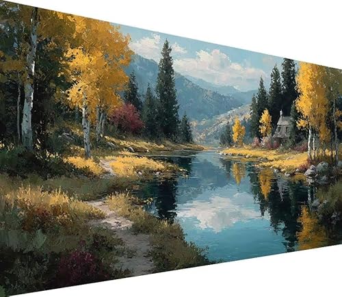 Diamond Painting Erwachsene Groß XXL Fluss, 5D Diamond Painting Baum, DIY Voller (Runde) Diamant Anfänger Basteln Set, Stickerei Kreuzstich Malerei für Zimmer Deko Art, Geschsenk 80x160cm 7-HZ23 von Generisch