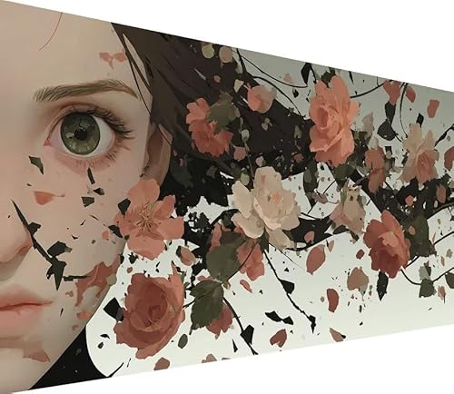 Diamond Painting Erwachsene Groß XXL Frau, 5D Diamond Painting Blume, DIY Voller (Runde) Diamant Anfänger Basteln Set, Stickerei Kreuzstich Malerei für Zimmer Deko Art, Geschsenk 60x120cm 4-MG61 von Generisch