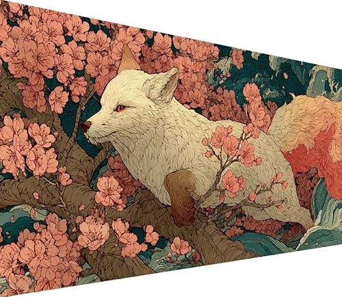 Diamond Painting Erwachsene Groß XXL Fuchs, 5D Diamond Painting Blume, DIY Voller (Runde) Diamant Anfänger Basteln Set, Stickerei Kreuzstich Malerei für Zimmer Deko Art, Geschsenk 60x120cm Z-C451 von Generisch