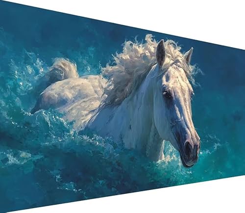 Diamond Painting Erwachsene Groß XXL Hores, 5D Diamond Painting Fluss, DIY Voller (Runde) Diamant Anfänger Basteln Set, Stickerei Kreuzstich Malerei für Zimmer Deko Art, Geschsenk 50x100cm 4-R026 von Generisch