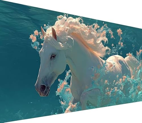 Diamond Painting Erwachsene Groß XXL Hores, 5D Diamond Painting Tier, DIY Voller (Runde) Diamant Anfänger Basteln Set, Stickerei Kreuzstich Malerei für Zimmer Deko Art, Geschsenk 70x140cm P-3F40 von Generisch