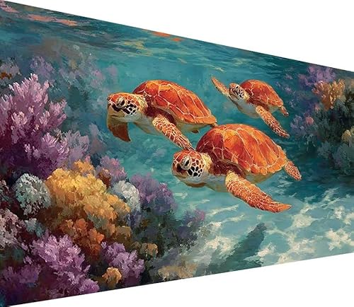 Diamond Painting Erwachsene Groß XXL MeeresschildkröTen, 5D Diamond Painting Blume, DIY Voller (Runde) Diamant Anfänger Basteln Set, Kreuzstich Malerei für Zimmer Deko Art, Geschsenk 60x120cm 9-2097 von Generisch