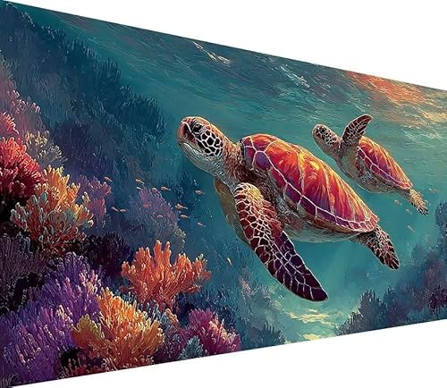 Diamond Painting Erwachsene Groß XXL MeeresschildkröTen, 5D Diamond Painting Blume, DIY Voller (Runde) Diamant Anfänger Basteln Set, Kreuzstich Malerei für Zimmer Deko Art, Geschsenk 70x140cm P-ZI14 von Generisch