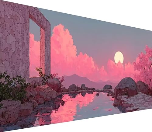 Diamond Painting Erwachsene Groß XXL Mond, 5D Diamond Painting Wolke, DIY Voller (Runde) Diamant Anfänger Basteln Set, Stickerei Kreuzstich Malerei für Zimmer Deko Art, Geschsenk 70x140cm 5-9Z22 von Generisch