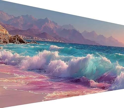 Diamond Painting Erwachsene Groß XXL Sea, 5D Diamond Painting Berg, DIY Voller (Runde) Diamant Anfänger Basteln Set, Stickerei Kreuzstich Malerei für Zimmer Deko Art, Geschsenk Frau 40x80cm R-9G87 von Generisch