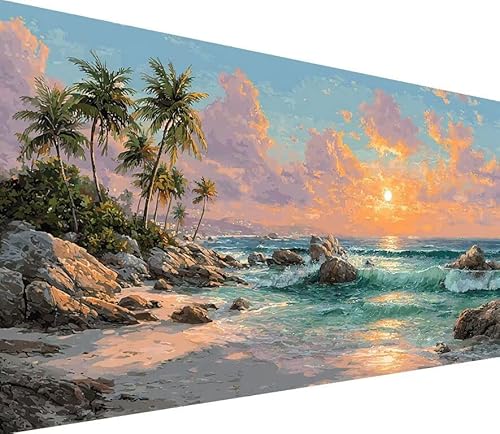 Diamond Painting Erwachsene Groß XXL Sea, 5D Diamond Painting Strand, DIY Voller (Runde) Diamant Anfänger Basteln Set, Stickerei Kreuzstich Malerei für Zimmer Deko Art, Geschsenk 60x120cm 9-W559 von Generisch