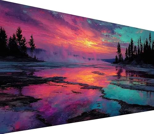 Diamond Painting Erwachsene Groß XXL See, 5D Diamond Painting Baum, DIY Voller (Runde) Diamant Anfänger Basteln Set, Stickerei Kreuzstich Malerei für Zimmer Deko Art, Geschsenk Frau 60x120cm W-2K27 von Generisch