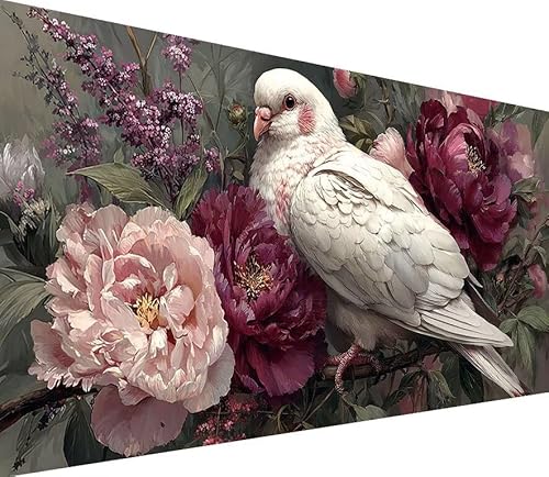 Diamond Painting Erwachsene Groß XXL Vogel, 5D Diamond Painting Blume, DIY Voller (Runde) Diamant Anfänger Basteln Set, Stickerei Kreuzstich Malerei für Zimmer Deko Art, Geschsenk 30x60cm 0-2396 von Generisch
