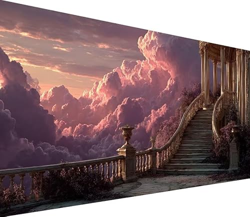 Diamond Painting Erwachsene Groß XXL Wolke, 5D Diamond Painting Blume, DIY Voller (Runde) Diamant Anfänger Basteln Set, Stickerei Kreuzstich Malerei für Zimmer Deko Art, Geschsenk 50x100cm 9-6C96 von Generisch