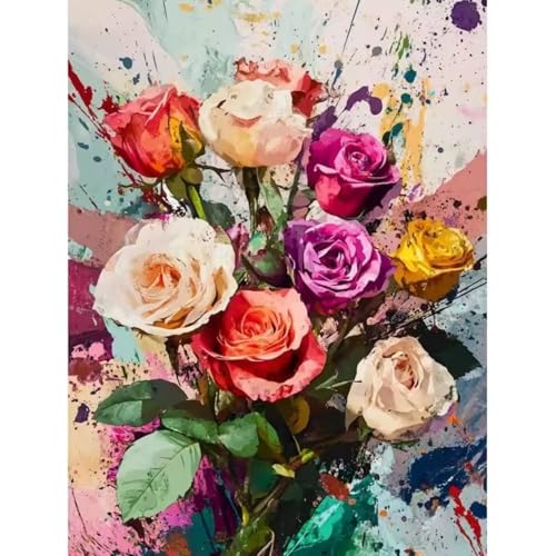 Diamond Painting Erwachsene Kits, 5D Farbige Blumen Diamant Painting Bilder Anfänger, DIY Quadrat Malen Nach Zahlen Vollbohrer Diamanten Malerei Stickerei Kreuzstich Wand Dekor 45x60cm Z-2704 Diamond Painting Erwachsene Kits, 5D Farbige Blumen Diamant Painting Bilder Anfänger, DIY Quadrat Malen Nach Zahlen Vollbohrer Diamanten Malerei Stickerei Kreuzstich Wand Dekor 45x60cm Z-2704 von Generisch