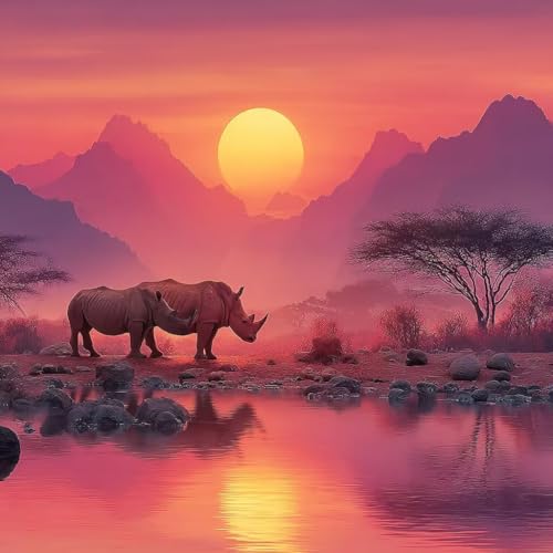 Diamond Painting Erwachsene Nashorn Diamond Painting Kinder Fluss, DIY 5D Bastelset Erwachsene Full Drill Eckige Stickerei Kreuzstich Anfänger Malerei für Home Wall Decor, Geschenk 100x100cm 9-2534 Diamond Painting Erwachsene Nashorn Diamond Painting Kinder Fluss, DIY 5D Bastelset Erwachsene Full Drill Eckige Stickerei Kreuzstich Anfänger Malerei für Home Wall Decor, Geschenk 100x100cm 9-2534 von Generisch