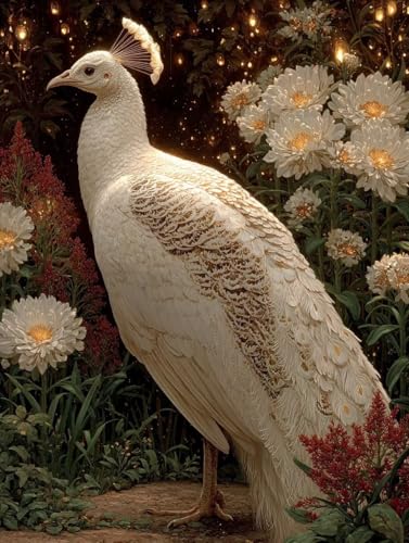 Diamond Painting Erwachsene Pfau Diamond Painting Kinder Blume, DIY 5D Full Runde Drill Basteln Erwachsene Stickerei Kreuzstich Daiments Malerei für Zimmer Deko Wohnzimmer, Geschenke 80x120cm 6-YJ14 von Generisch