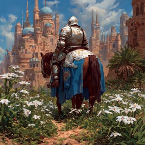 Diamond Painting Erwachsene Ritter Diamond Painting Kinder Blume, DIY 5D Bastelset Erwachsene Full Drill Eckige Stickerei Kreuzstich Anfänger Malerei für Home Wall Decor, Geschenk 60x60cm 6-2G90 von Generisch