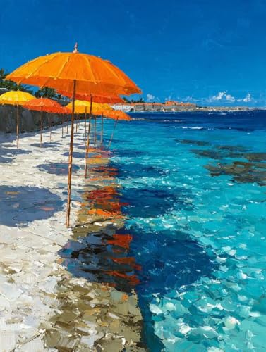 Diamond Painting Erwachsene Sea Diamond Painting Kinder Strand, 5D Full Runde Drill Basteln Erwachsene Easy DIY SKreuzstich Daiments Malerei für Zimmer Deko Wohnzimmer, Geschenke 70x100cm I-3Y16 von Generisch