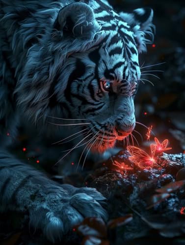Diamond Painting Erwachsene Tiger Diamond Painting Kinder Schmetterling, DIY 5D Full Runde Drill Basteln Erwachsene SKreuzstich Daiments Malerei für Zimmer Deko Wohnzimmer, Geschenke 30x40cm 9-2218 von Generisch