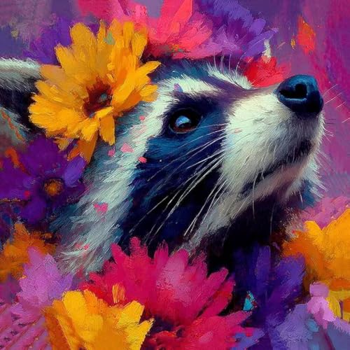 Diamond Painting Erwachsene WaschbäR Diamond Painting Kinder Blume, DIY 5D Bastelset Erwachsene Full Drill Eckige Stickerei Kreuzstich Anfänger Malerei für Home Wall Decor, Geschenk 50x50cm S-EA71 Diamond Painting Erwachsene WaschbäR Diamond Painting Kinder Blume, DIY 5D Bastelset Erwachsene Full Drill Eckige Stickerei Kreuzstich Anfänger Malerei für Home Wall Decor, Geschenk 50x50cm S-EA71 von Generisch