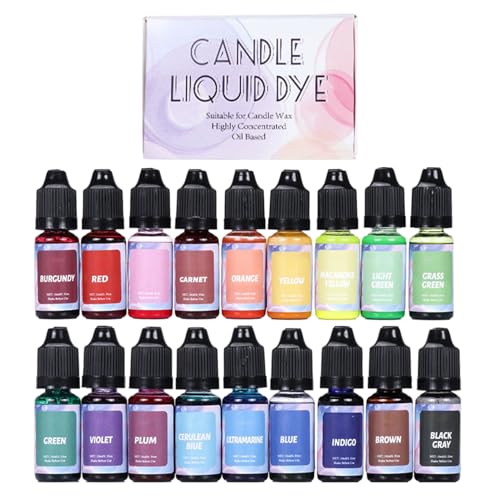 Dichi Di Candela – Farbe des Kerzenwachses | Mehrzweck-Sojawachs-Färbungen, einfach zu verwendende Pigmentflüssigkeit zur Herstellung von Zimt, Cadle-Pigmente 18 oder 24 Farben für Lipgloss, von Generisch