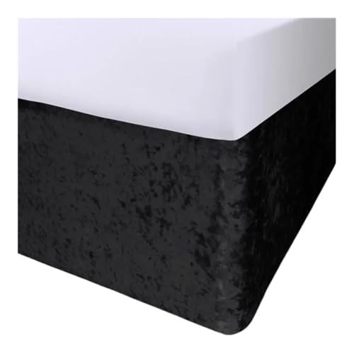 Dicker Bettvolant aus Pannesamt, mit rundum elaktischen Gürteln und drei Seiten Stoff-Bettrock, Schwarz, Doppelbett, 150 x 200 x 32 cm Dicker Bettvolant aus Pannesamt, mit rundum elaktischen Gürteln und drei Seiten Stoff-Bettrock, Schwarz, Doppelbett, 150 x 200 x 32 cm von Generisch