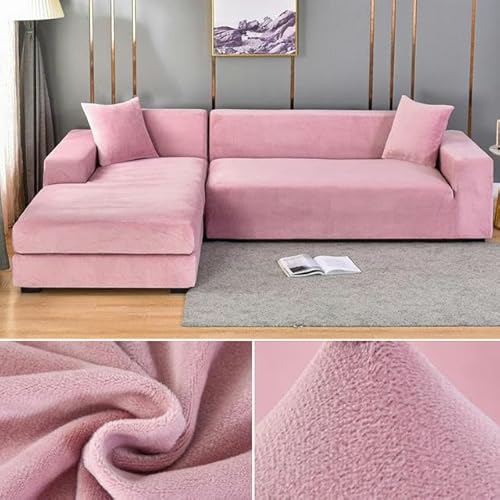 Dicker Samt-Stretch-Sofabezug für 1-, 2-, 3-, 4-Sitzer, L-förmiger Eckcouch-Schonbezug, Plüschstoff, passend für Sofas mit einer Größe von 235 bis 300 cm, ideal als Wohnzimmerdekoration von Generisch
